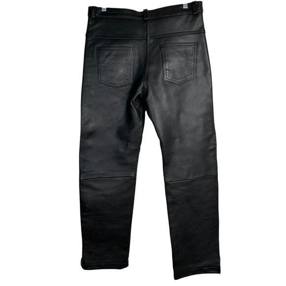 Vintage y2k Womans 8 High Waist Straight Leg Leather Pants Flat Front Crop Black - Picture 4 of 7